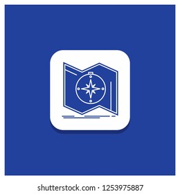 Blue Round Button for Direction, explore, map, navigate, navigation Glyph icon