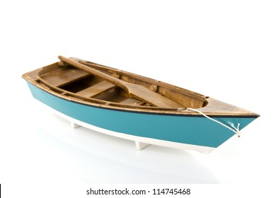 Blue Rowing Boat Isolated Over White Background