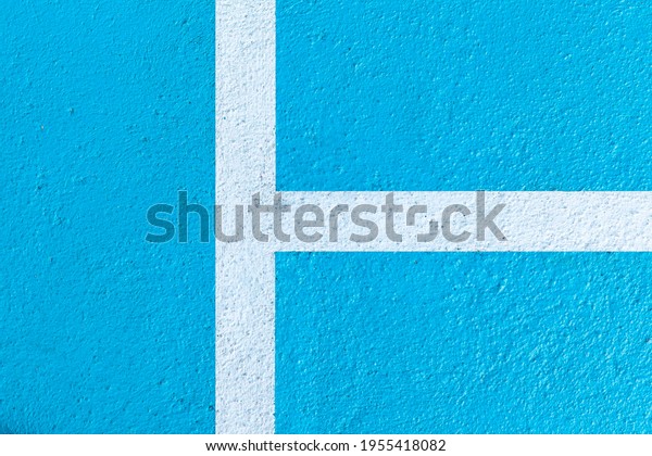Blue rubber floor running track with\
white stripes texture and background\
seamless