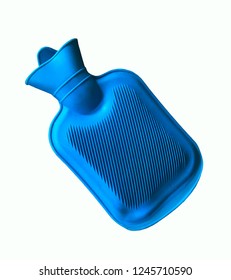 Blue Rubber Hot Water Bottle Bag Isolated On White Background