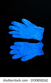 Blue Rubber Medical Disposable Gloves.