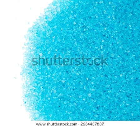 Blue Salt Crystals Texture Background, Spa Bath Salt Pattern, Cupric Sulfate Banner, Copper Sulfate Mockup, Swimming Pool Algicide Mock Up with Copy Space for Text