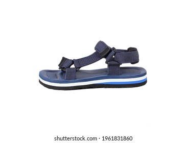 Blue Sandals Slipper Side View Isolated On White Background