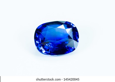 Blue Sapphire  Isolated On White