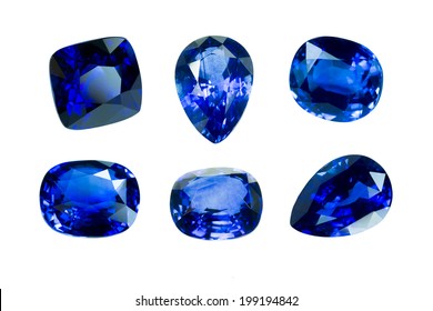 Blue Sapphire Isolated On White Background