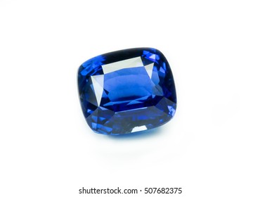 Blue Sapphire Isolated On White Background