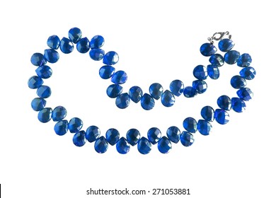 Blue Sapphire Necklace Isolated Over White