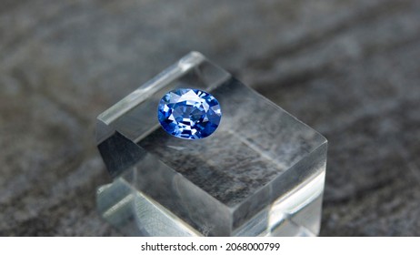 Blue sapphire oval shape from Ceylon mine in Sri Lanka - Shutterstock ID 2068000799