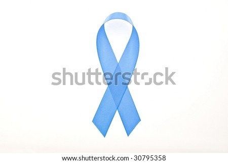 Blue satin breast cancer awareness ribbon isolated