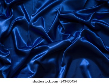 Luxurious Deep Blue Satinsilk Folded Fabric Stock Photo 234479008 ...