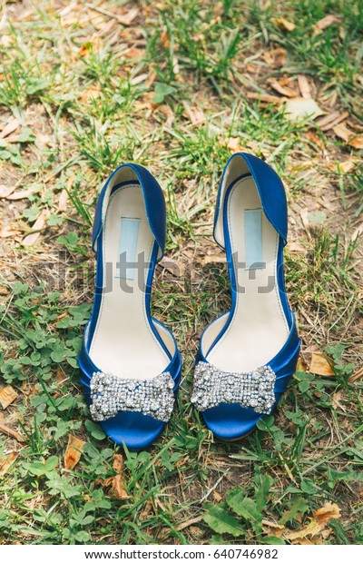 blue satin wedding shoes