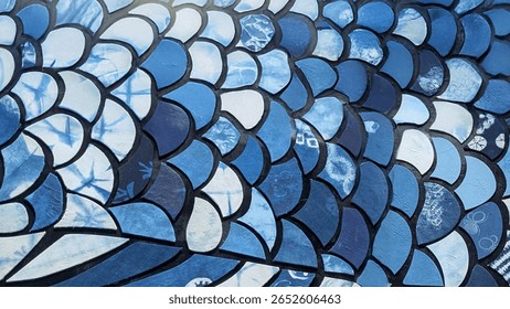 Blue Scale Pattern Texture-Indigo Dye Style Japanese Abstract Background