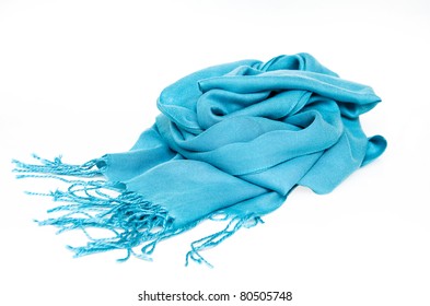 Blue Scarf Isolated On A White Background