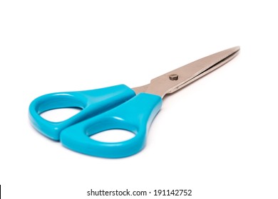 Blue Scissors Isolated On White