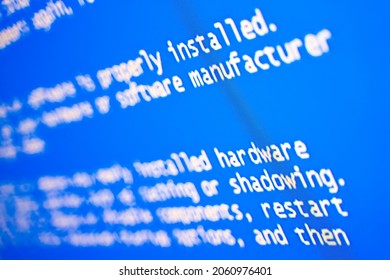 Blue Screen Of Death On Computer. Selective Focus