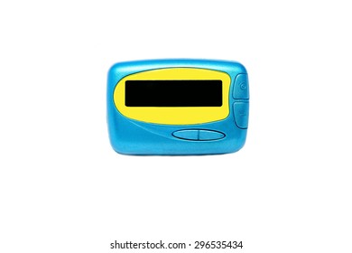 Blue Screen Pager Is An Old One Way Pager Against A White Background 