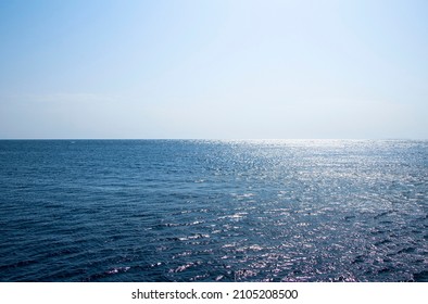 Blue Sea Water Horizon Line, Sunlight