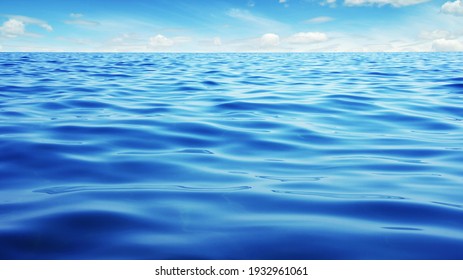 Blue Sea Water. Ocean Surface Natural Background On Sky