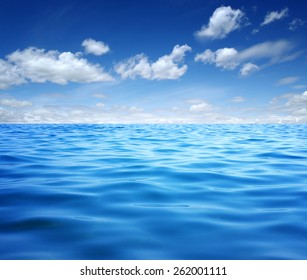 Blue Sea Water Surface On Sky