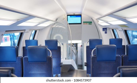 Blue Seat On The Express Train In Switzerland