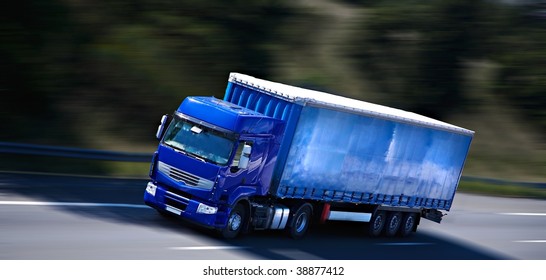 blue semi truck