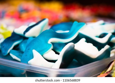 Blue Shark Candies In A Market