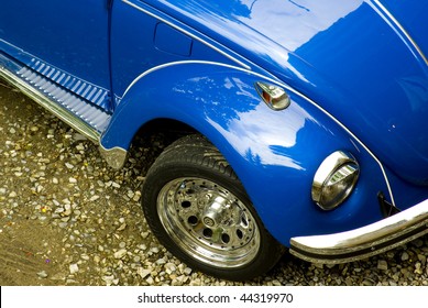 Blue And Shiny Vintage Beetle Car