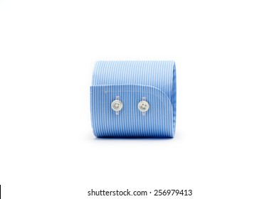 Blue Shirt Sleeve Cuff Isolated On White Background