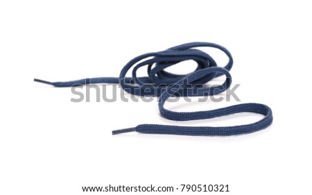 Blue shoelaces isolated on white background