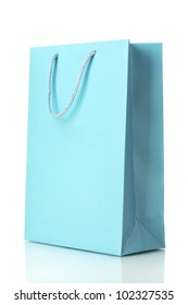 Blue Shopping Bag Isolated On White