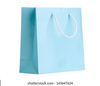 Blue Shopping Bag On White.