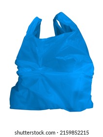Blue shopping plastic bag isolated on white. Clipping Path included. - Shutterstock ID 2159852215