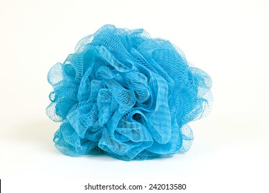 Blue Shower Scrubber/ Shower Puff On White Background - Powered by Shutterstock