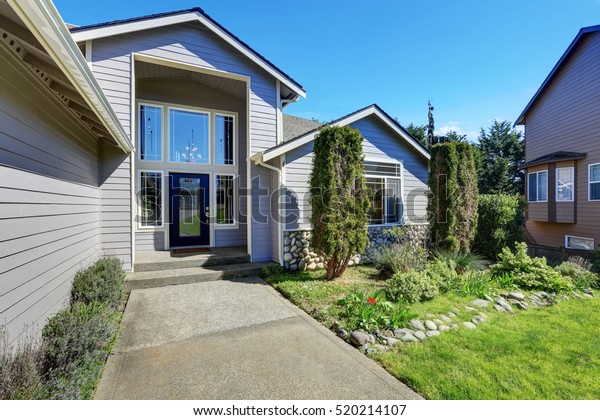 Blue Siding House Exterior Elegant Front Stock Photo Edit Now
