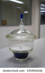 Blue Silica Gel In Desicator For Humidity Test In Chemicals Laboratory