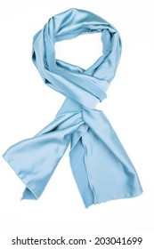 Blue Silk Scarf Isolated On White Background