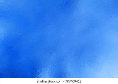 Blue Silver Foil Paper Texture And Background.