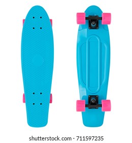 Blue Skateboard On A Isolated White Background