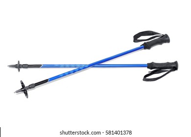 Blue Ski Pole stick isolated on white - Powered by Shutterstock