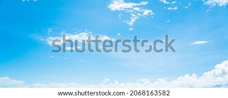 Blue Sky abstract panoramic background. Coulds nature concept with copy space.Texture and Pattern wallpaper backgrounds.