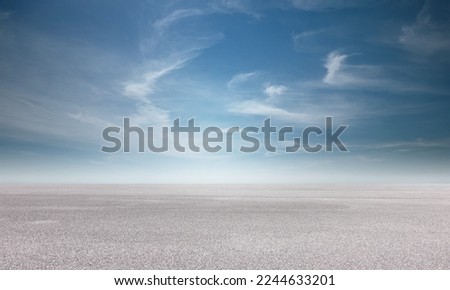 Blue Sky Background Cloud Horizon with Empty Concrete Floor