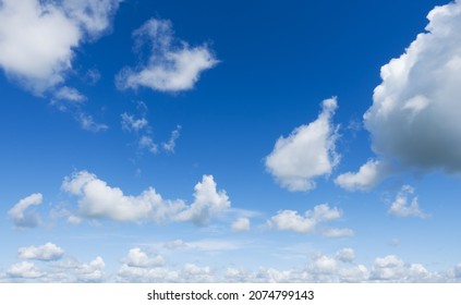 Blue Sky Background. The Photo Beautiful Blue Sky And White Clouds, No Birds, No Noise.