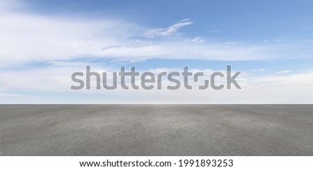 Blue Sky Background Scene Friendly Summer Clouds with Concrete Floor
