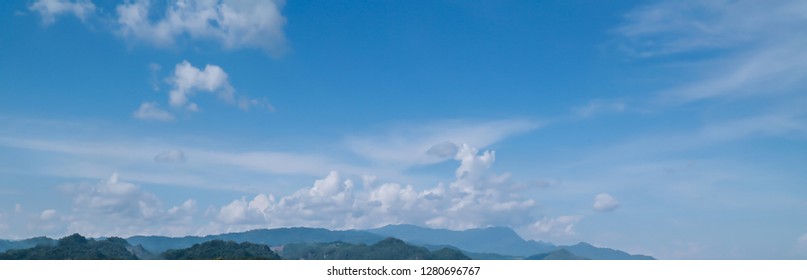 blue sky background with tiny clouds. panorama 