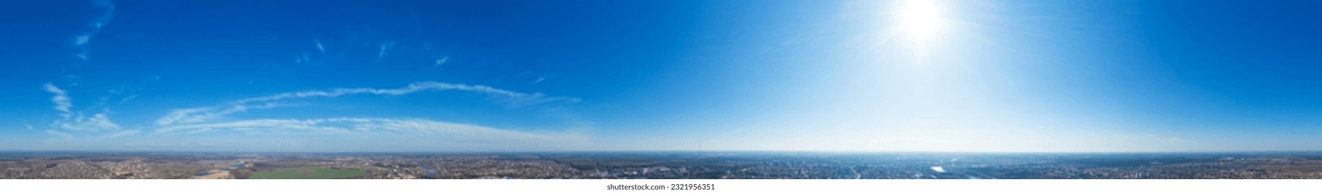Blue Sky background with tiny Clouds. Panorama background