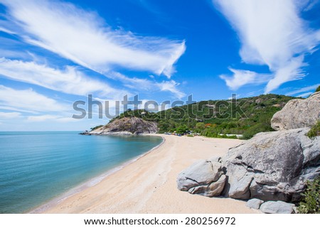 blue sky beach rocks forest, Sainoi Beach Hua Hin Thailand
