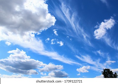 The blue sky and beautiful white clouds in windy weather.
