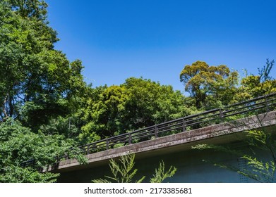 Blue Sky And A Bridge Girder Of A Motorway