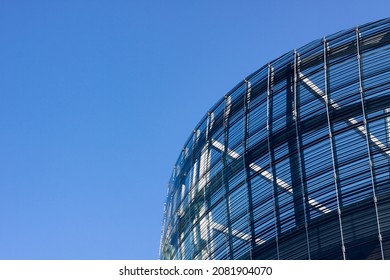 Blue Sky And Building Exterior Wall Of Modern Shopping Mall In Longgang Subdistrict Shenzhen City Guangdong Province China