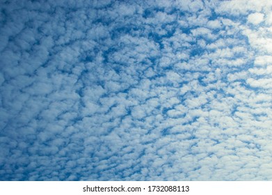 Blue Sky With Cirrus Clouds Close Up In Detail